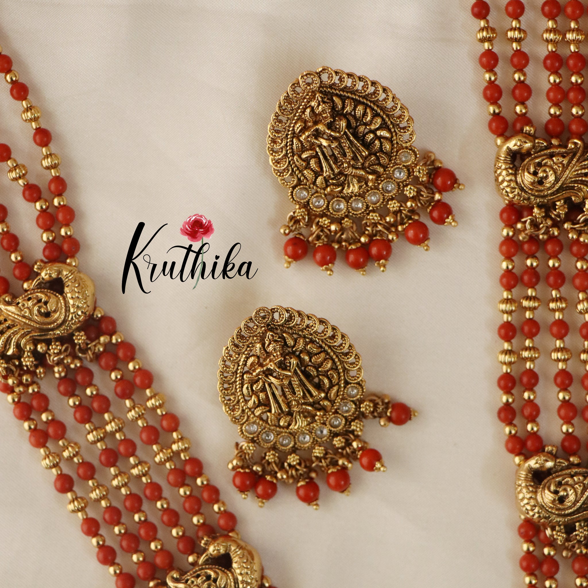 Traditional Krishna Beaded Haram From 'Kruthika Jewellery'