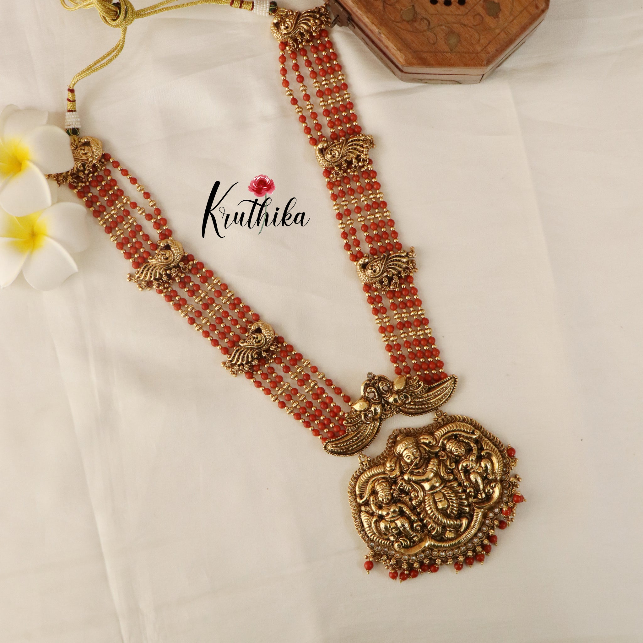 Traditional Krishna Beaded Haram From 'Kruthika Jewellery'