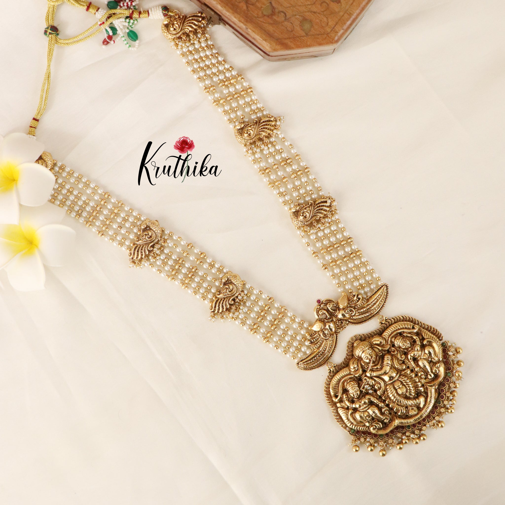 Traditional Krishna Beaded Haram From 'Kruthika Jewellery'