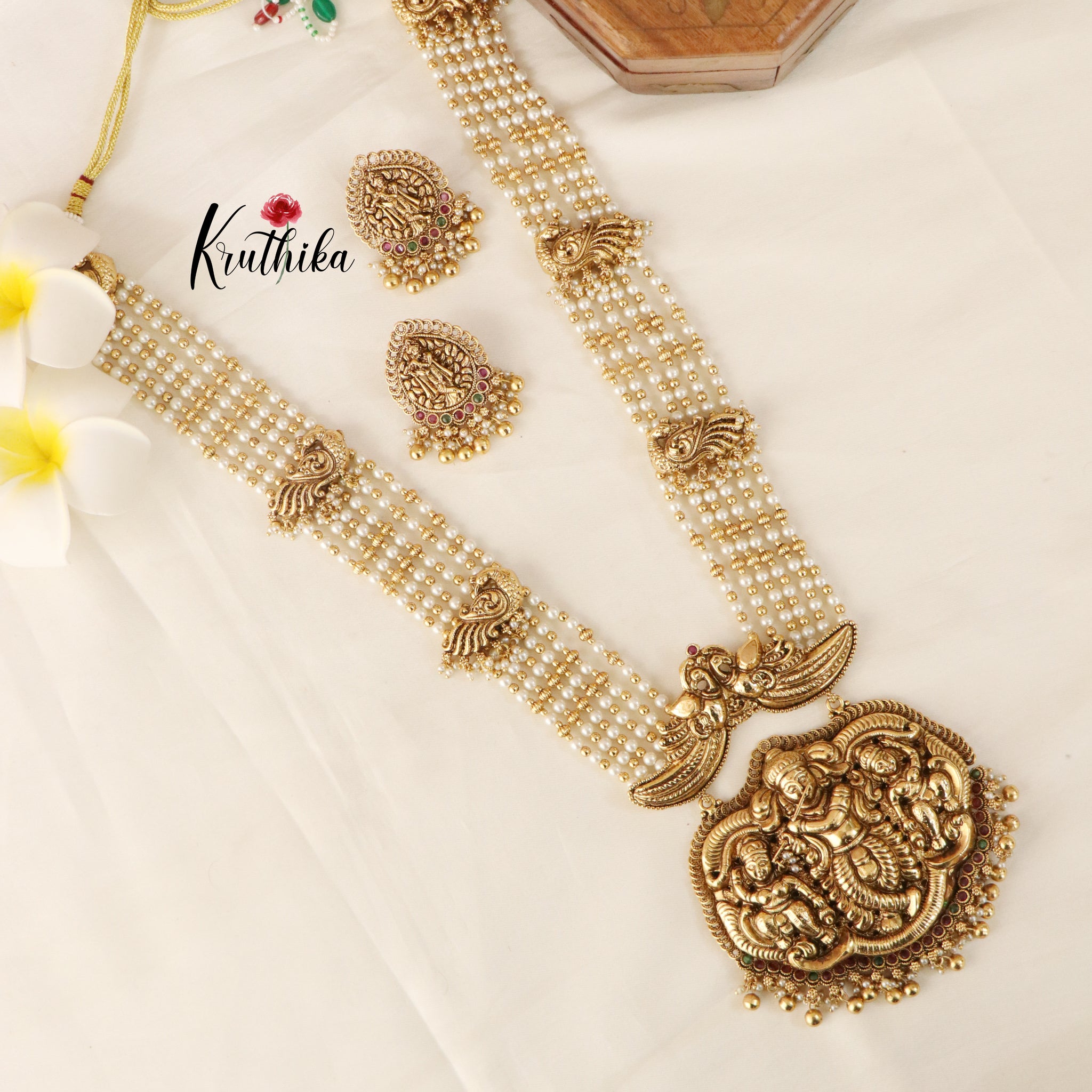 Traditional Krishna Beaded Haram From 'Kruthika Jewellery'