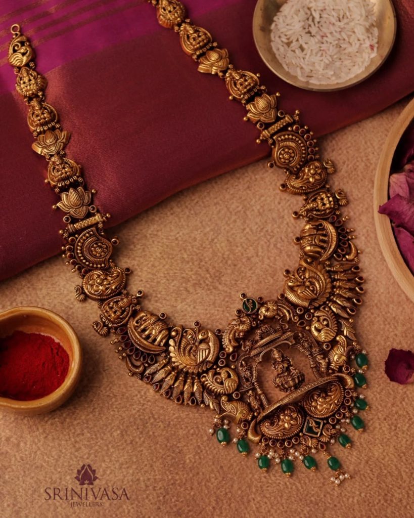 Traditional Nakshi Gold Long Haram From 'Srinivasa Jewellers'