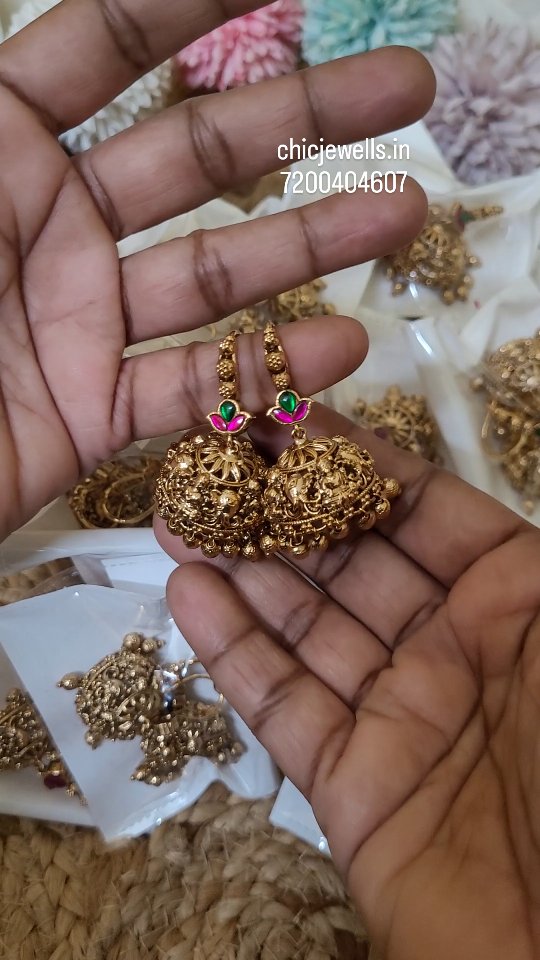 Goddess Lakshmi Jadau Hook Jhumkas From 'Chic Jewel'