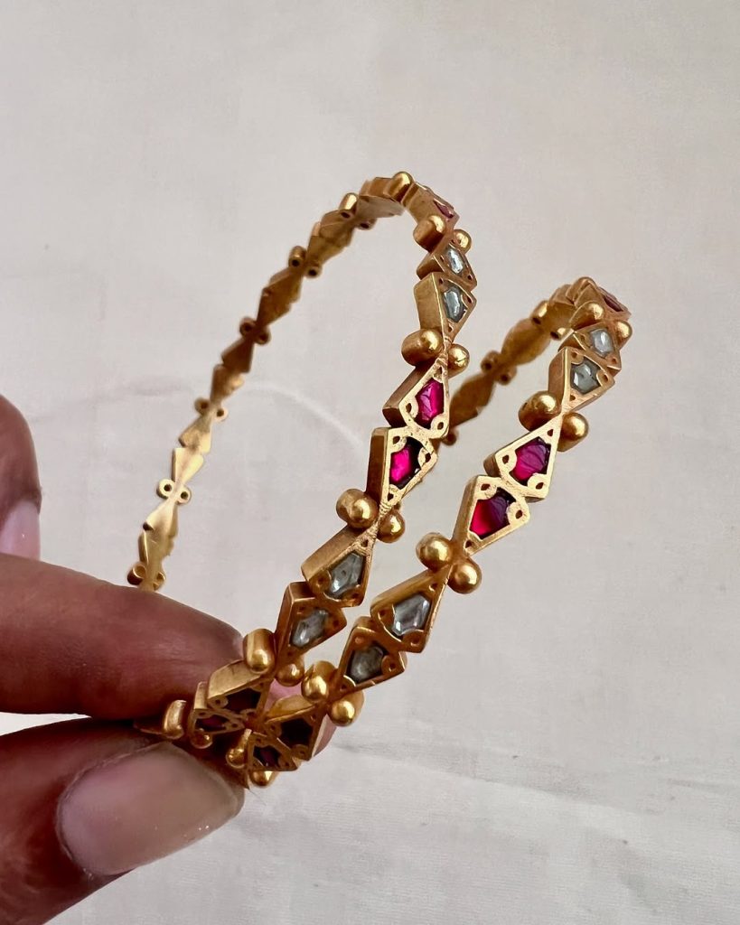 Gold Plated Multicolor Stones Bangles From 'House of Taamara'