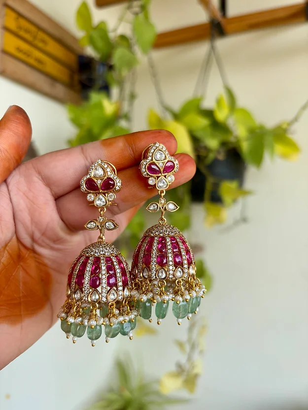 Imitation Moissanite Kundan Jhumkas From 'Petals By Swathi'