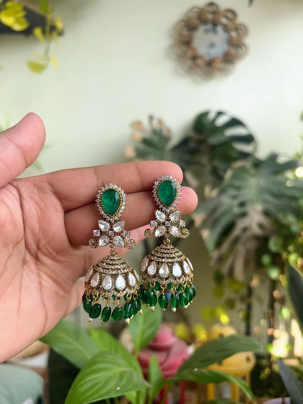 Moissanite Kundan Light Weight Jhumka From Petals By 'Swathi'