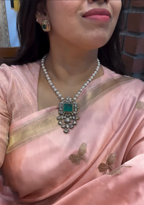 Pearl Emerald Gold Polki Necklace From ' Aarni by Shravani'