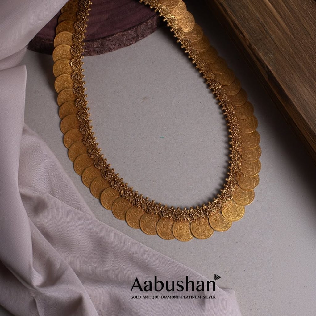 Traditional Lakshmi Kasumaala Gold Necklace From 'Aabushan Jewellery'