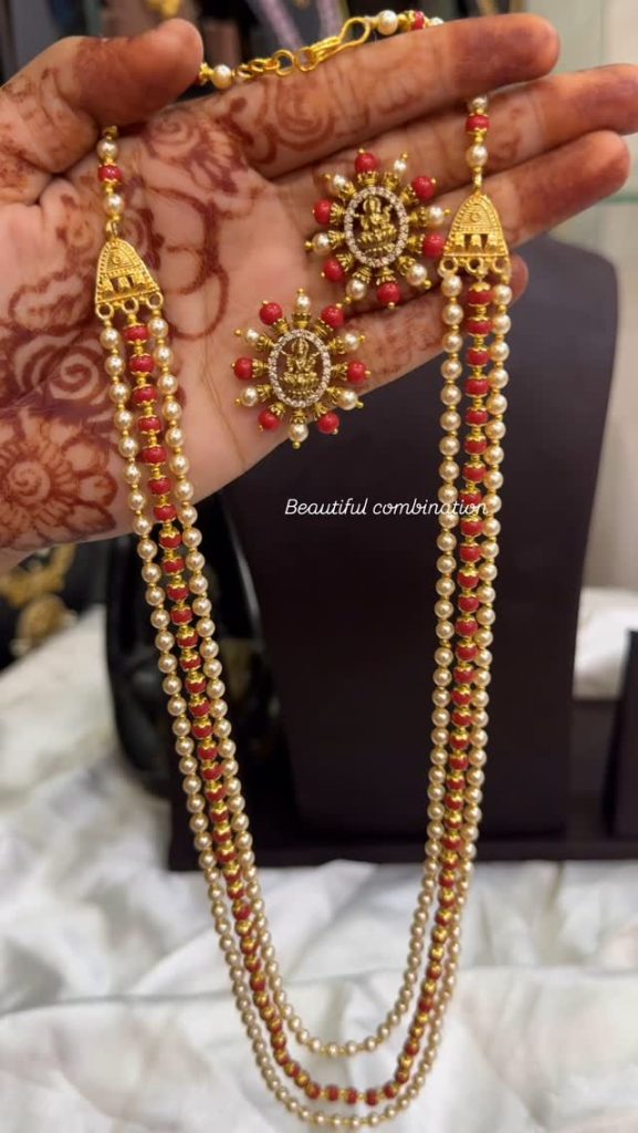 Coral and Pearl Haram From 'SKJ Sri Krishna Jewellers'