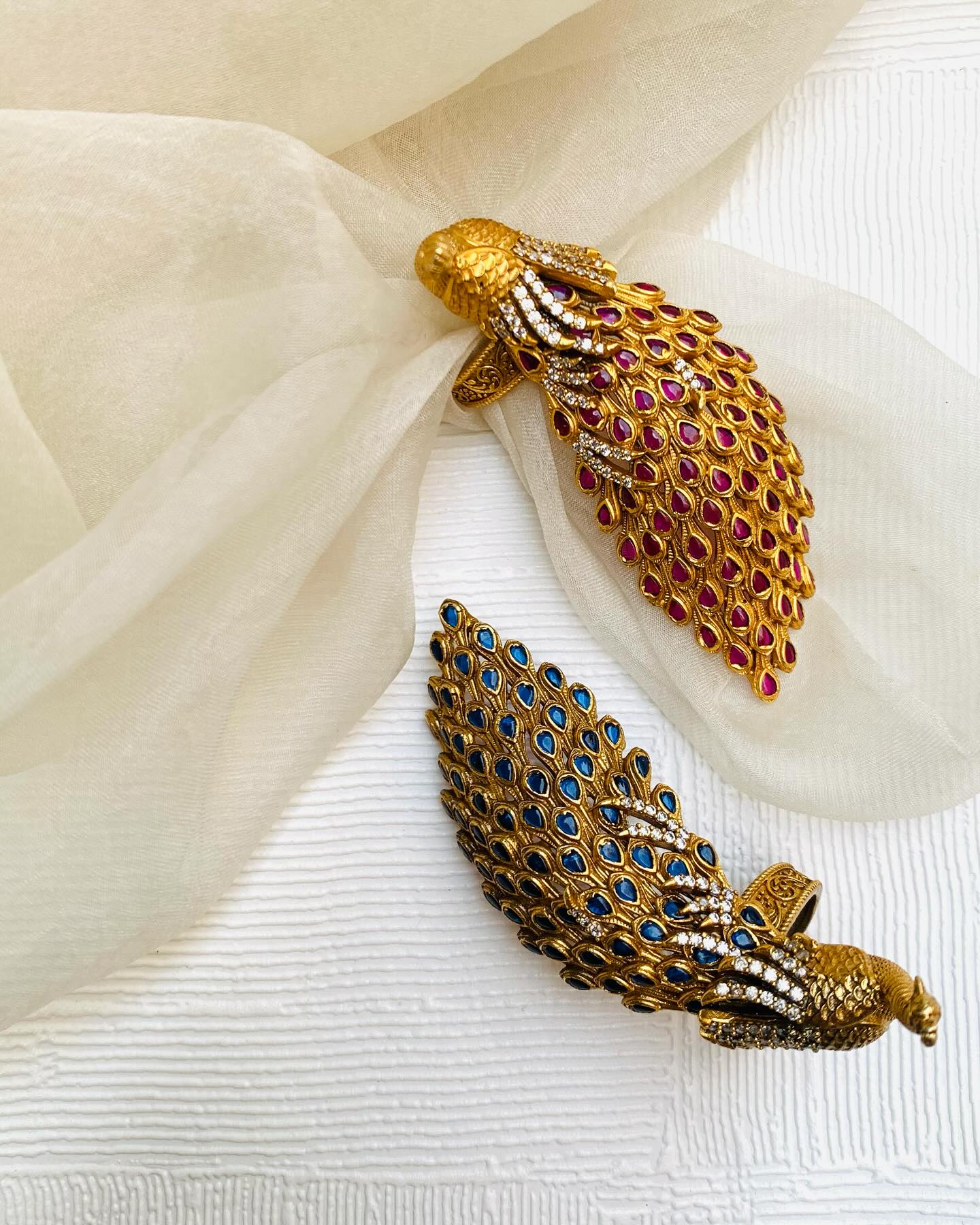 Gold Plated Peacock Rings From 'Silver Canvas By Arnav'