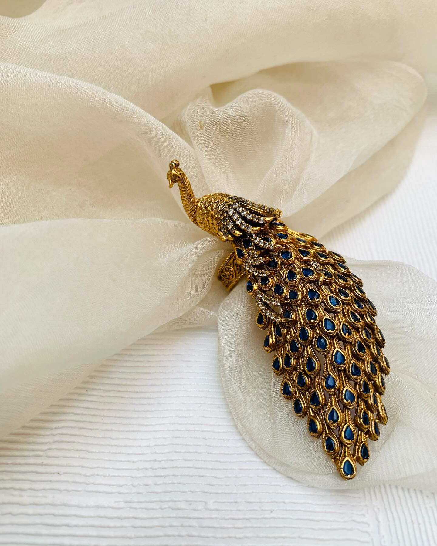 Gold Plated Peacock Rings From 'Silver Canvas By Arnav'