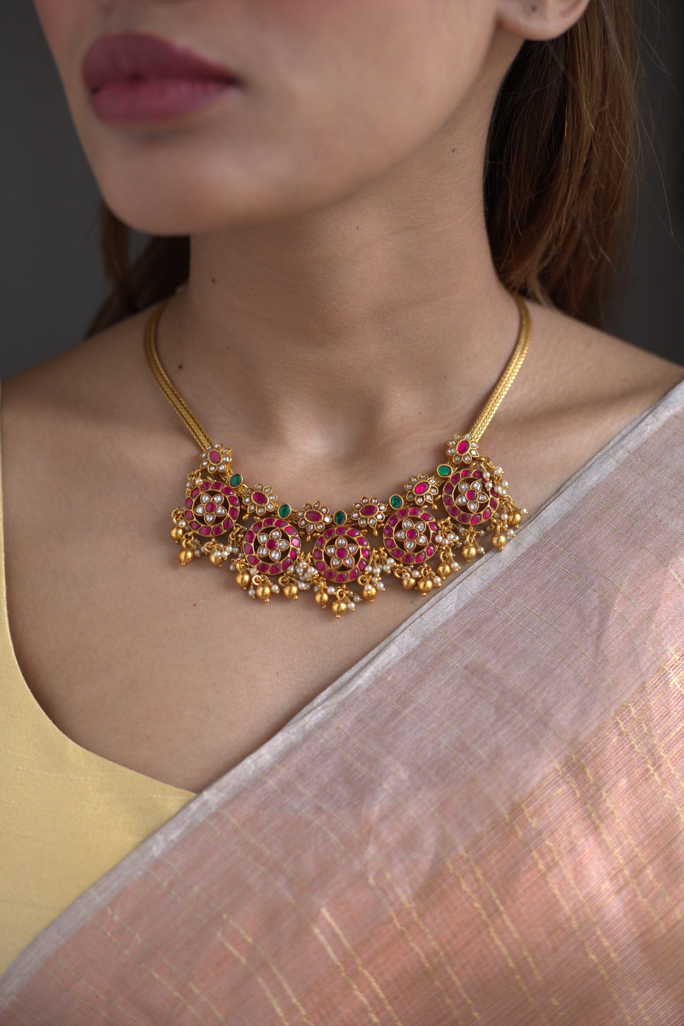 Gold Plated Polki and Jadau Kundan Necksets From 'Prade Jewels'