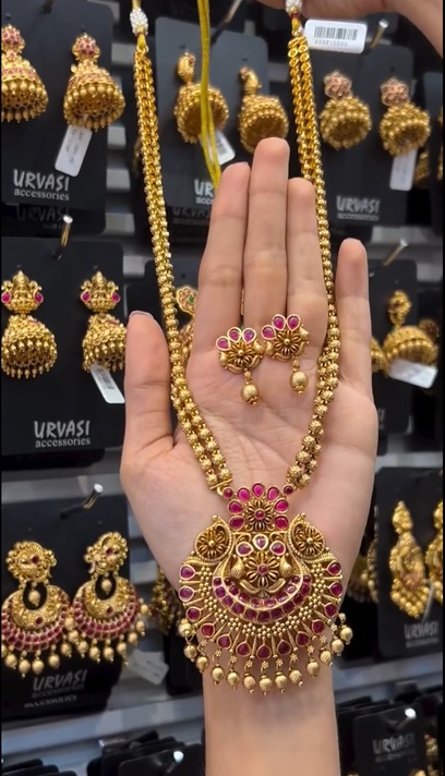 Imitation Gold Beaded Ruby Stones Haram From 'Urvasi Shop Kozhencherry'