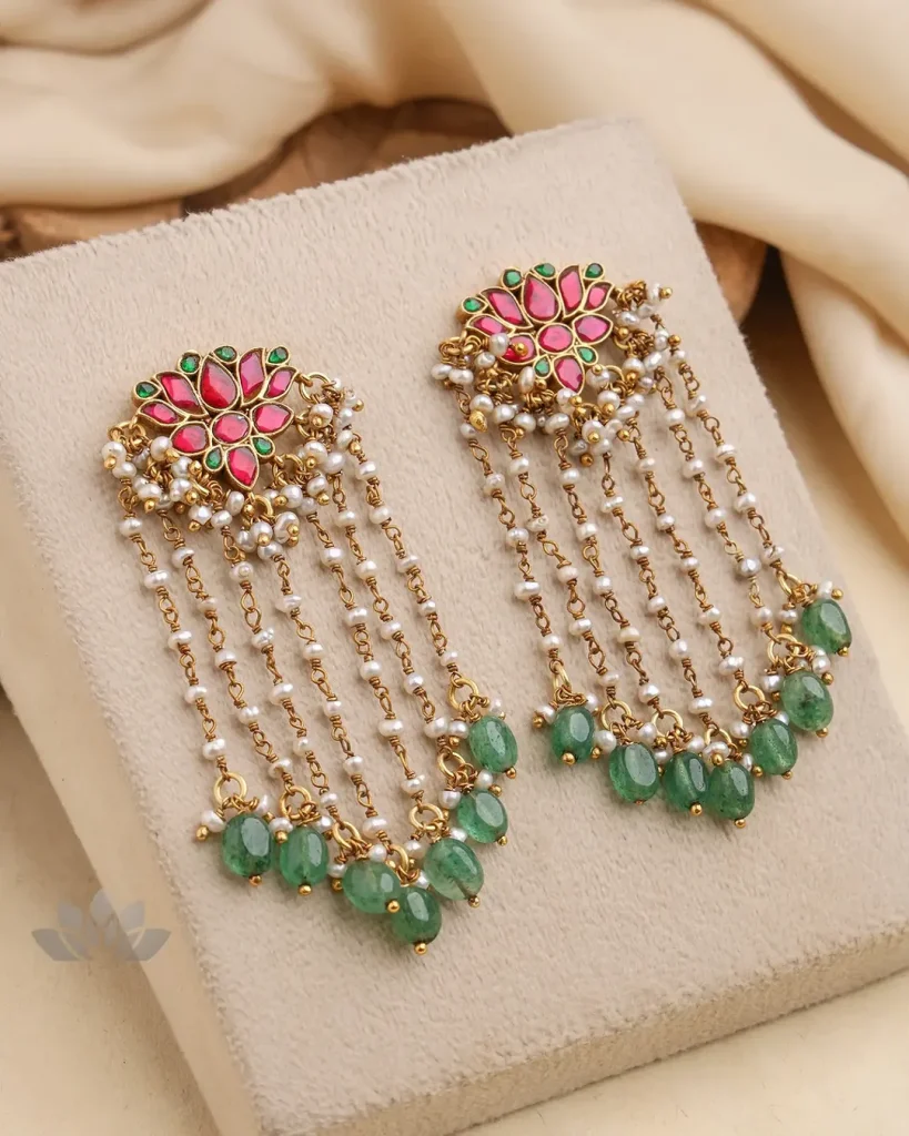 Pearl Kundan Danglers From 'Prade Jewels'