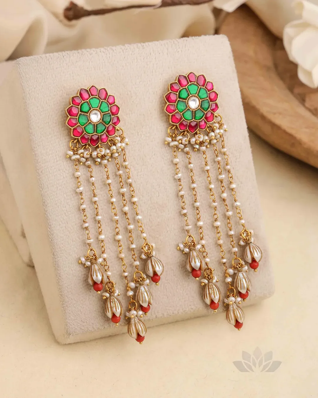 Pearl Kundan Danglers From 'Prade Jewels'