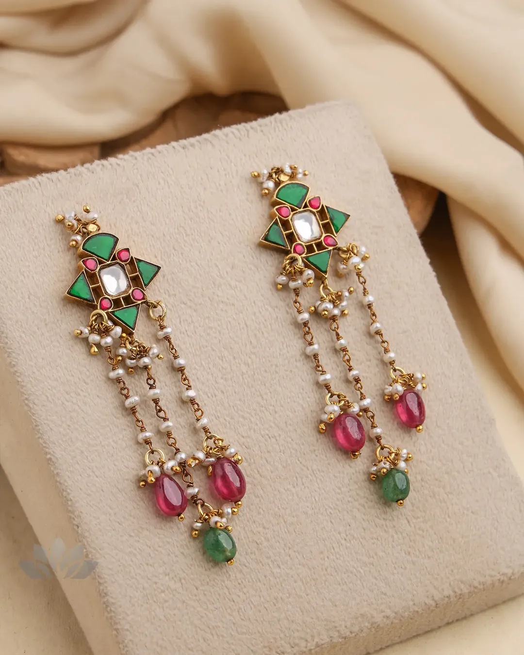 Pearl Kundan Danglers From 'Prade Jewels'