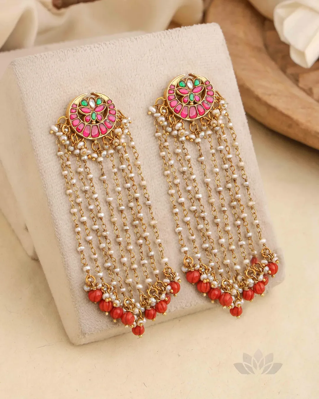 Pearl Kundan Danglers From 'Prade Jewels'