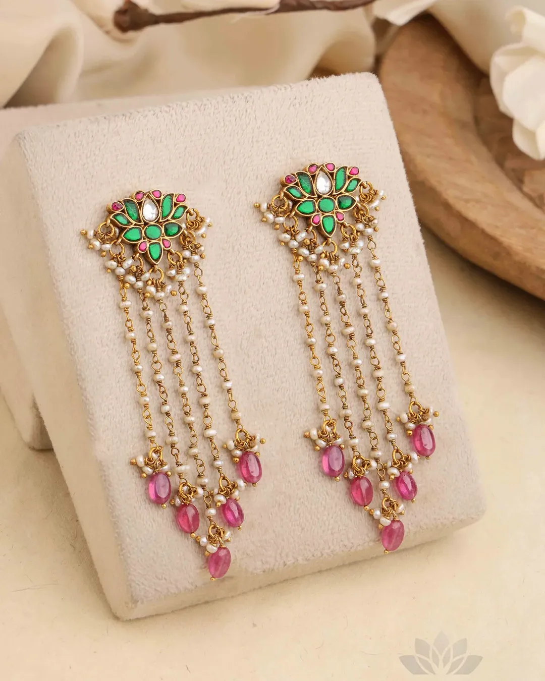 Pearl Kundan Danglers From 'Prade Jewels'