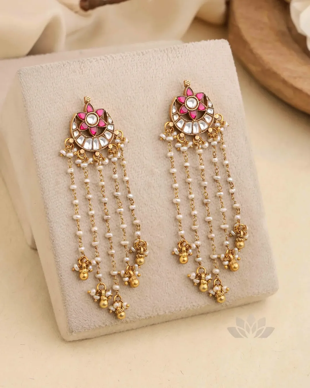 Pearl Kundan Danglers From 'Prade Jewels'