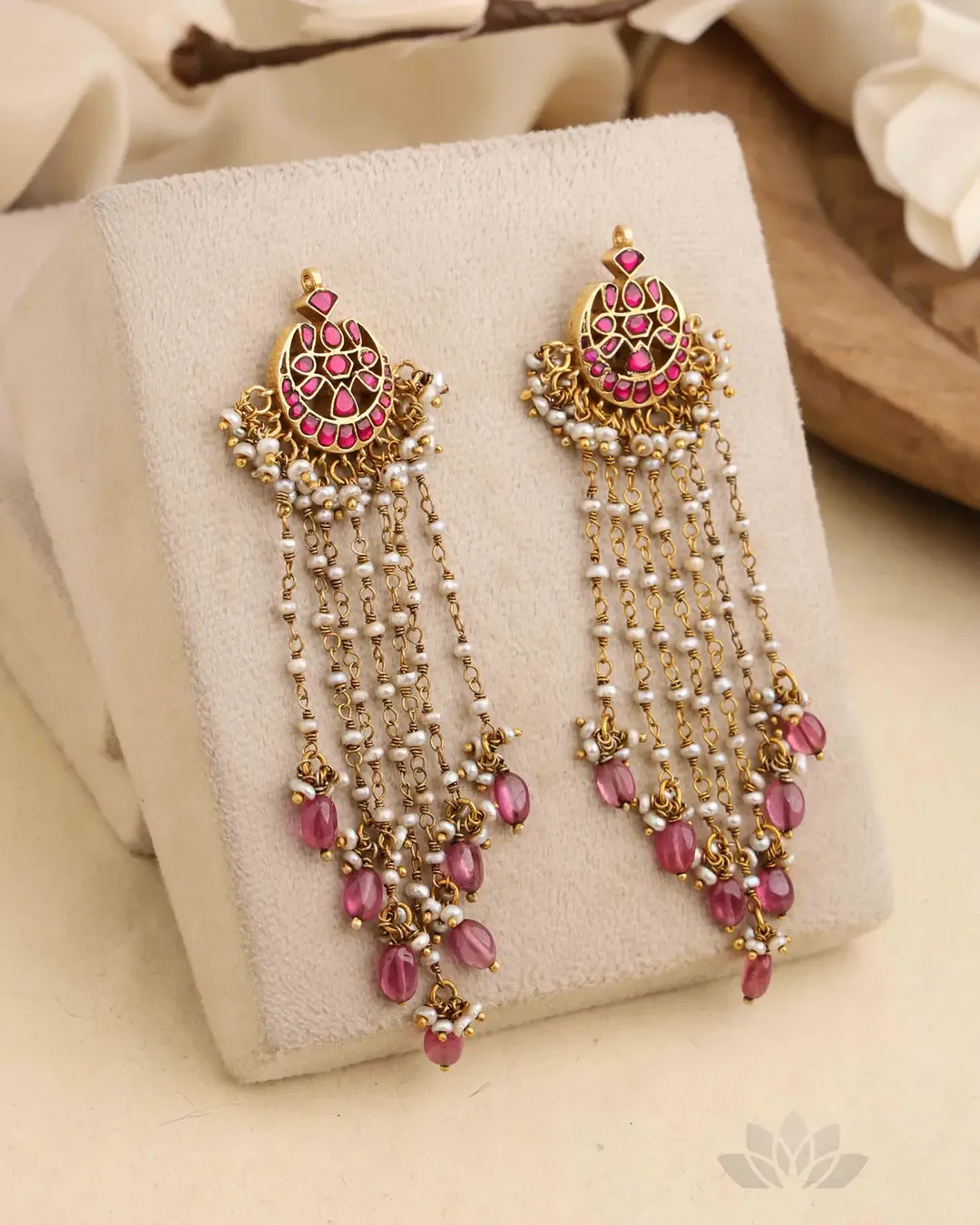 Pearl Kundan Danglers From 'Prade Jewels'