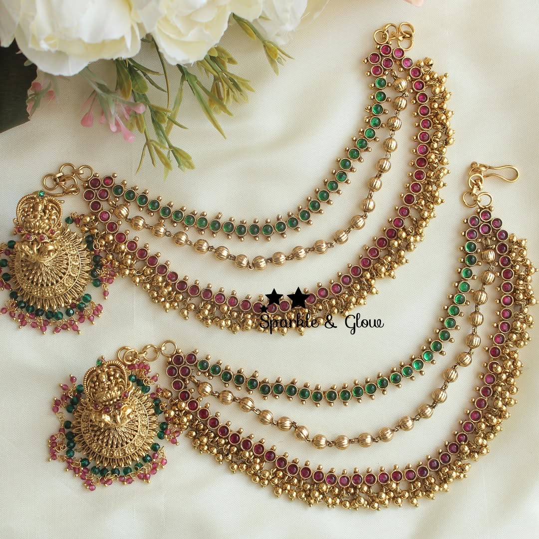 Traditional Earrings and Ear Chains From 'Sparkles By Archana' 