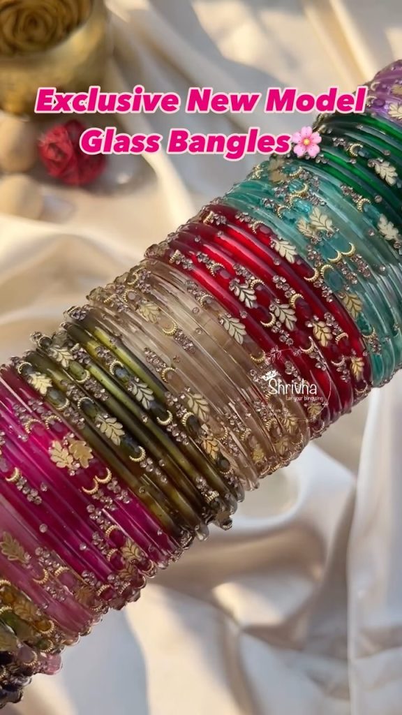 Beautiful Cut Leaf Motifs Glass Bangles From 'Shrivha'