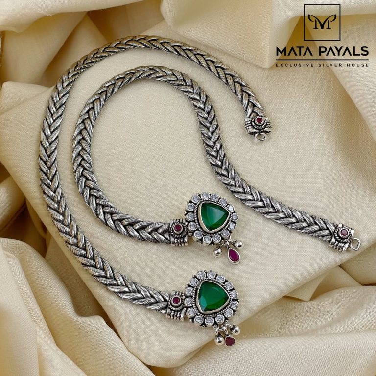 Daily Wear Pure Silver With Oxidized Anklets From 'Silver Store Matapayals'
