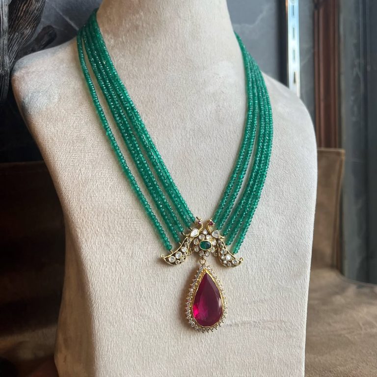 Dual Moissanite Polki Layered Necklace From ‘Creative Gems & Jewels’