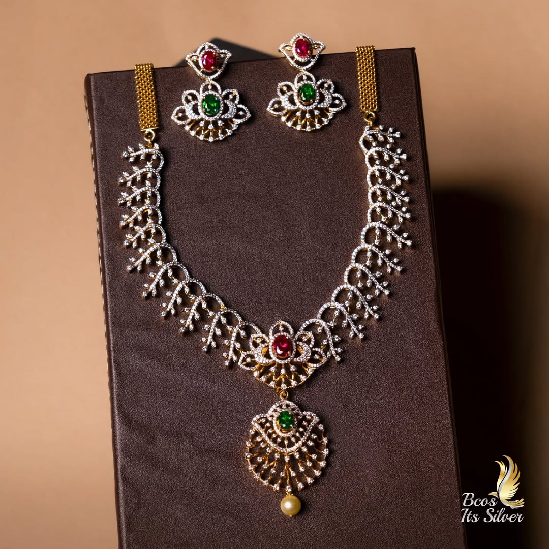 Gold Plated AD Stones Necklace Collection From 'Bcos_Its_Silver'