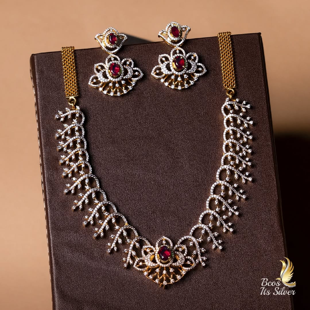 Gold Plated AD Stones Necklace Collection From 'Bcos_Its_Silver'