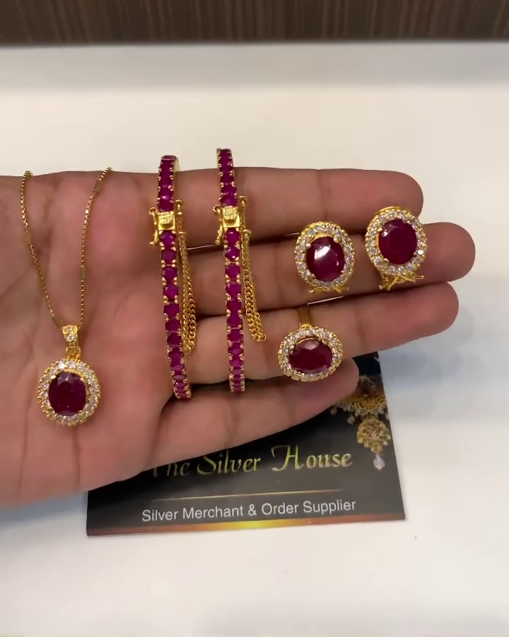 92.5 Silver Gem Stones Jewellery Sets From 'The Silver House'