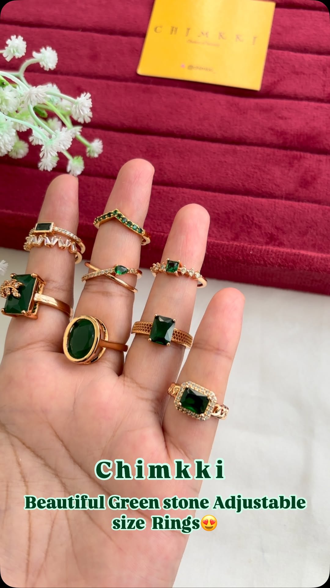 AD and Green Stone Adjustable Ring Collections From 'Chimkki'