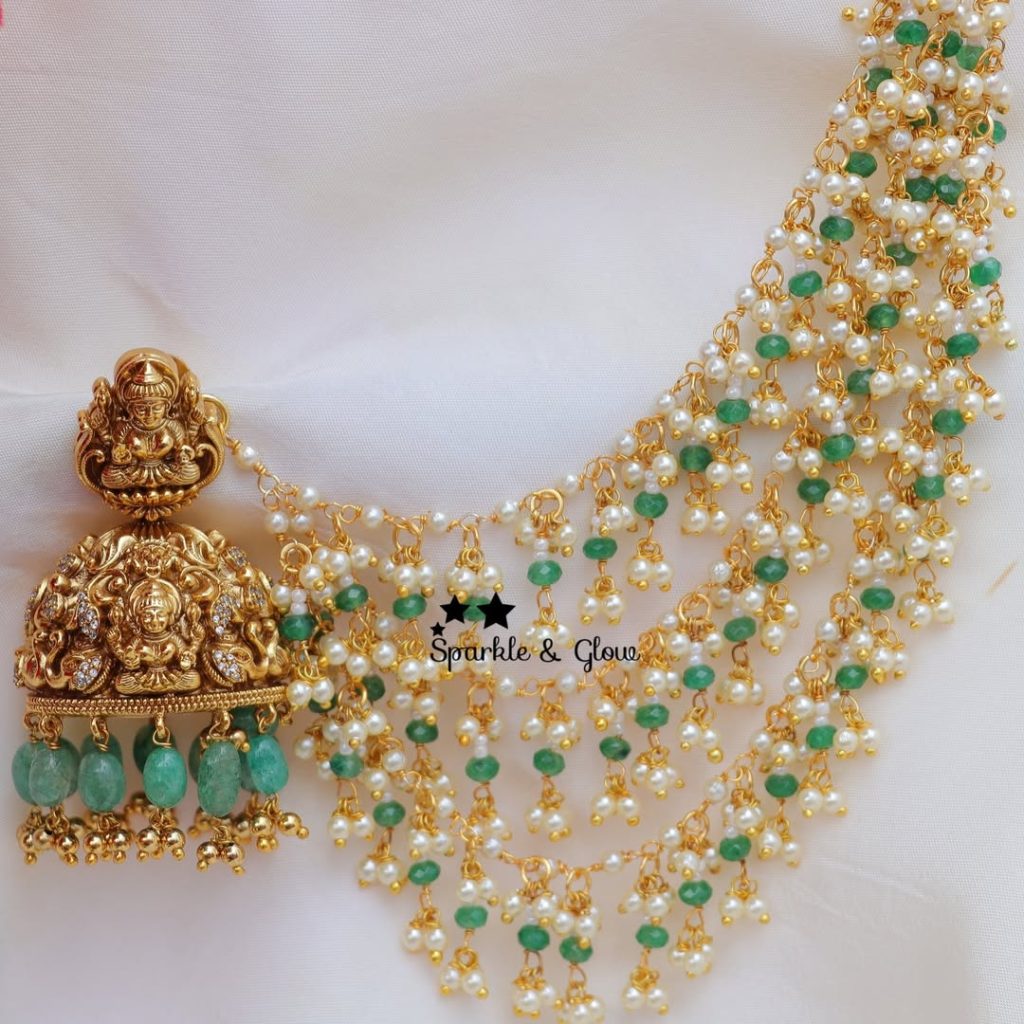 Antique Jhumkas With Earchains From 'Sparkles By Archana'