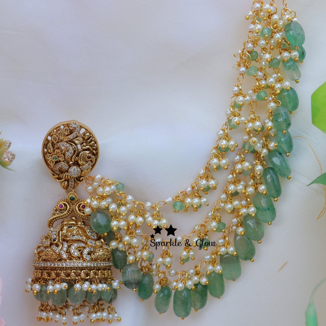 Antique Jhumkas With Earchains From 'Sparkles By Archana'