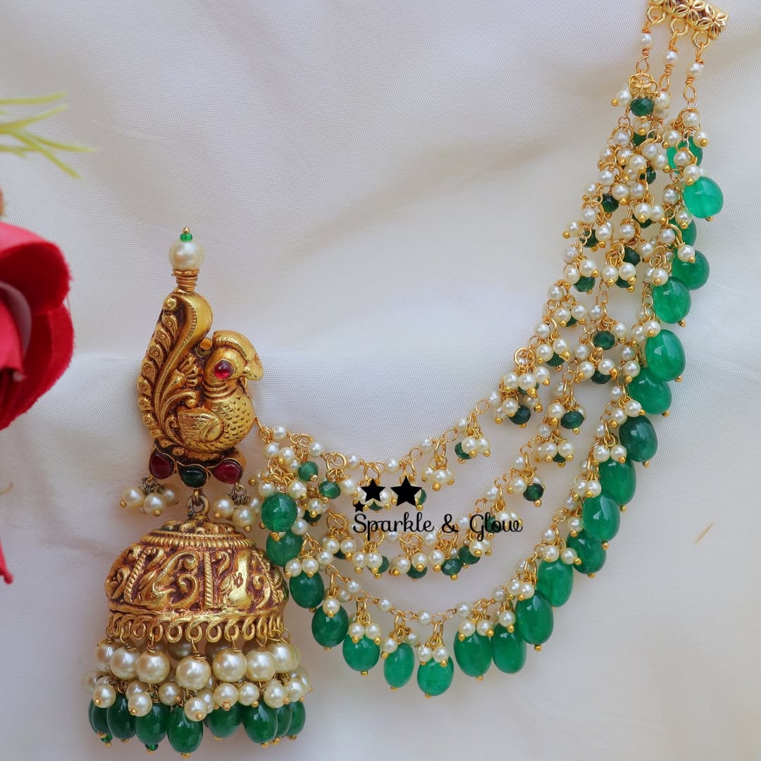 Antique Jhumkas With Earchains From 'Sparkles By Archana'