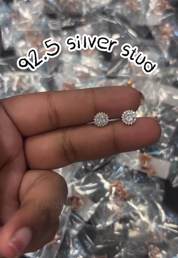 Beautiful 92.5 Silver Ear Studs From 'Lakshmi jewellery tharai'