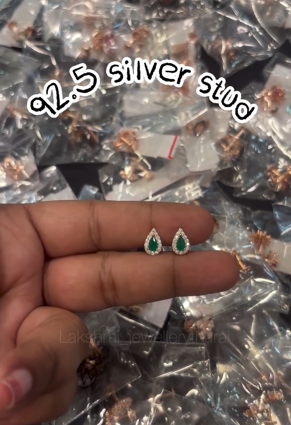 Beautiful 92.5 Silver Ear Studs From 'Lakshmi jewellery tharai'