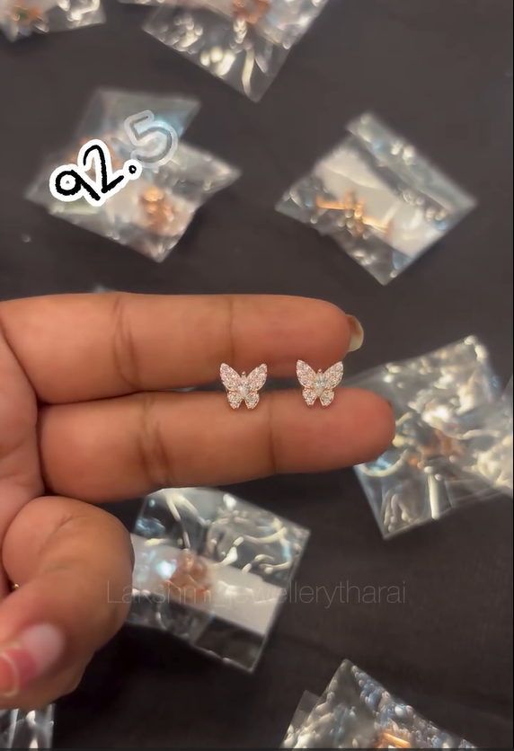 Beautiful 92.5 Silver Ear Studs From 'Lakshmi jewellery tharai'