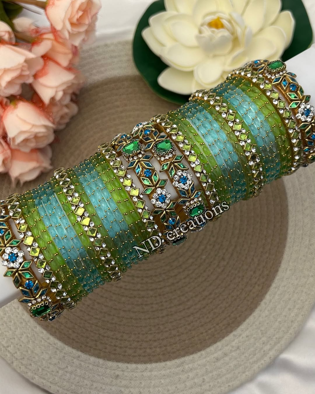 Beautiful Combo Glass Bangles Set From 'ND Creations'