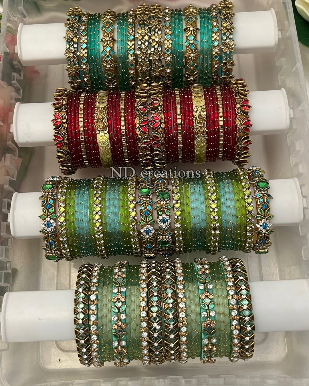 Beautiful Combo Glass Bangles Set From 'ND Creations'