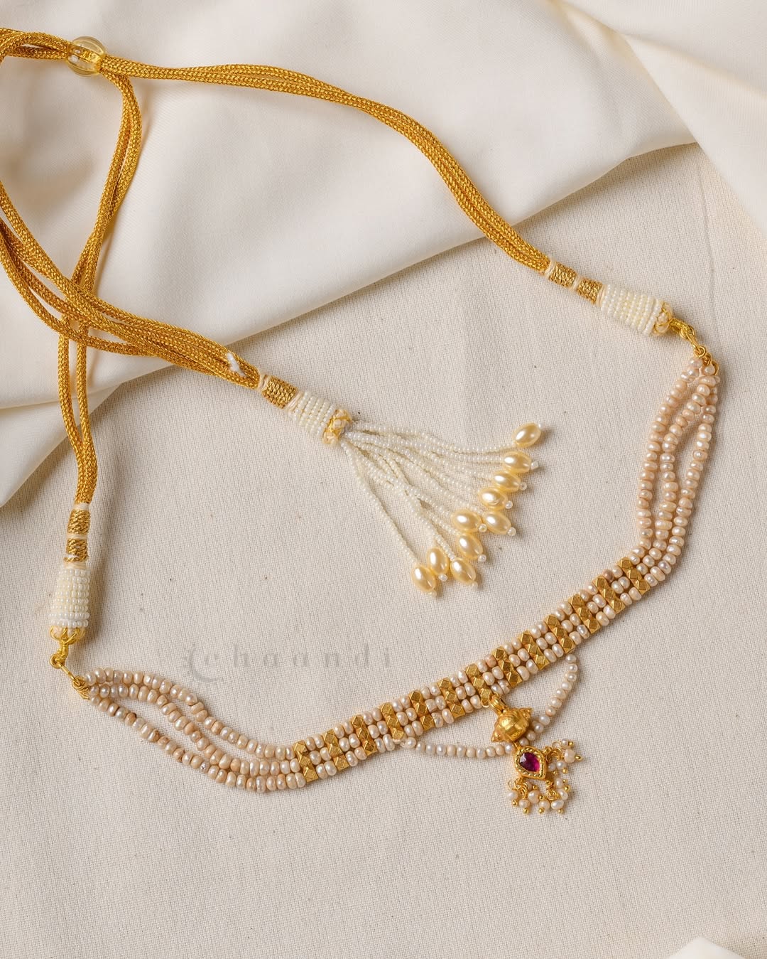Gold Plated Pearl Necklace From 'Chaandi Shop'