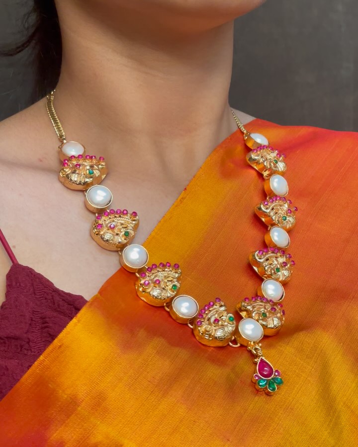 Gold Plated Silver Peacock Pearl Necklace From 'Queens Jewel Emporium'