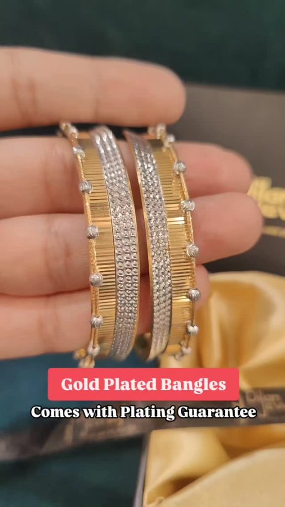 Gold Plated White Stone Studded Bangles From 'Dilan Jewels'