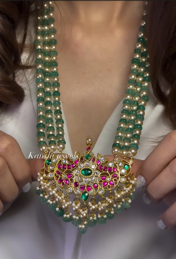 Jadau Kundan Beaded Long Haram From 'Kanshi Jewels'