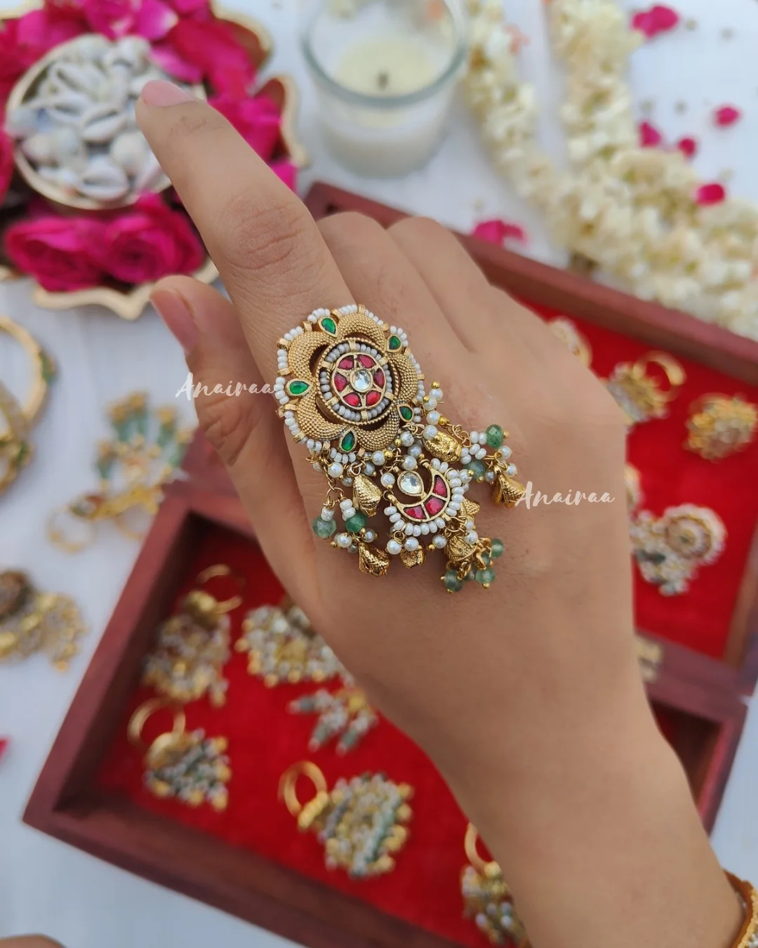 Pachi Kundan Finger Rings From 'Anairaa'