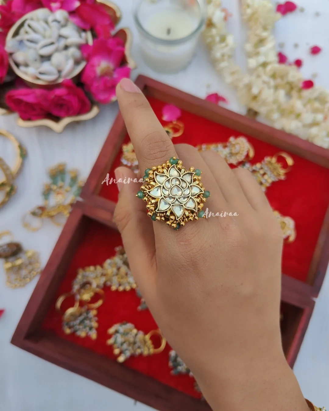 Pachi Kundan Finger Rings From 'Anairaa'