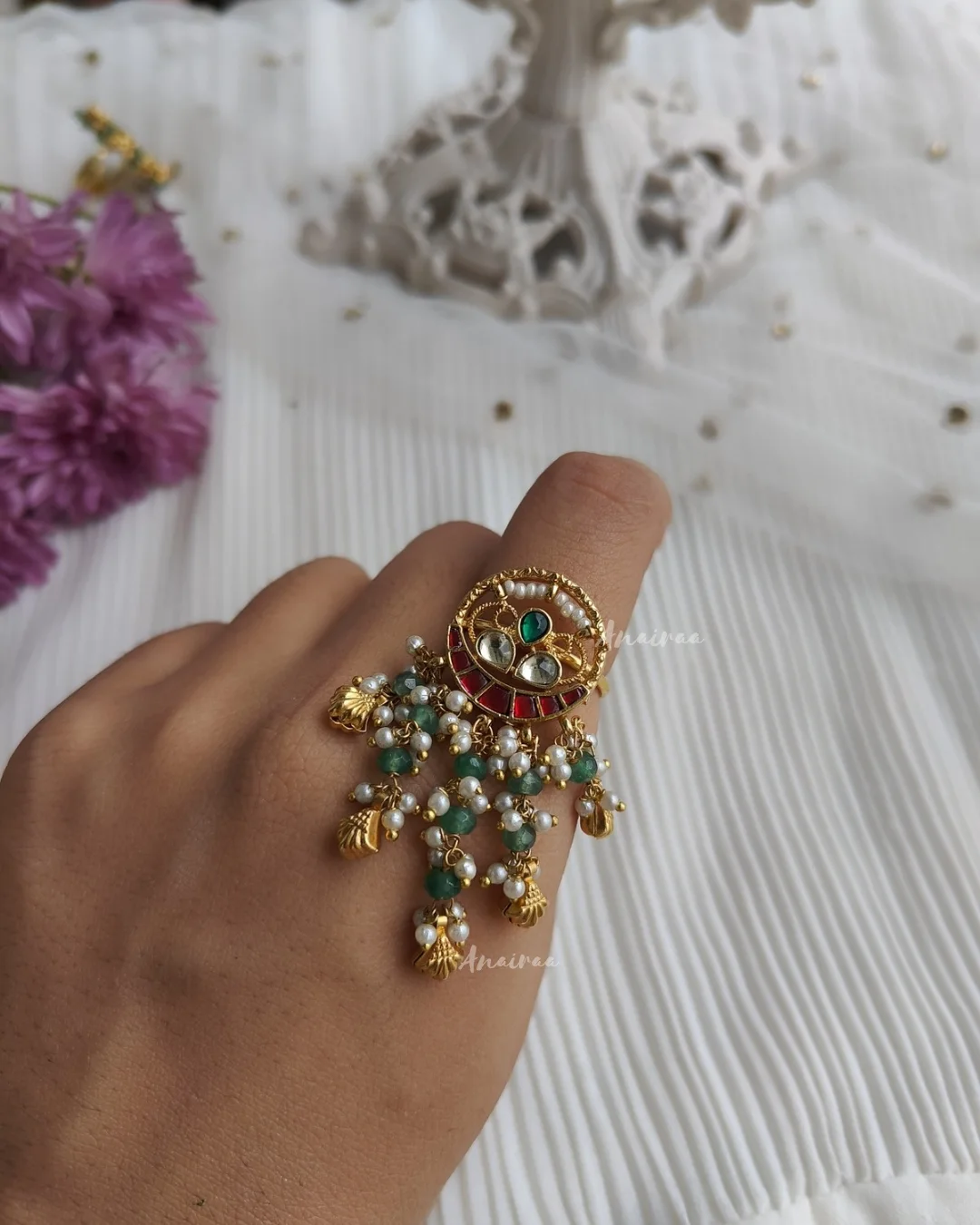 Pachi Kundan Finger Rings From 'Anairaa'