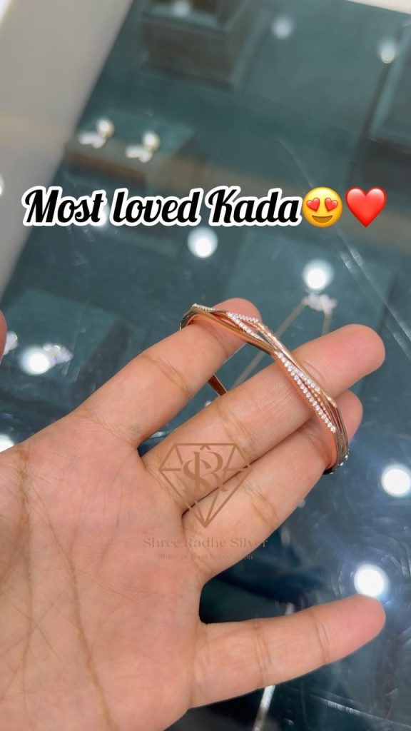 Rose Gold Pure Silver 92.5 Zigzag Kada From 'Shreeradhe Silver'