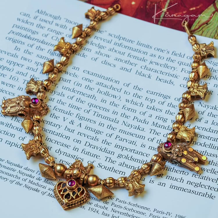 Traditional Antique Gold Necklace From 'KANAGAM by Veshali'
