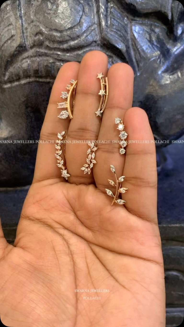 White Stones Studded Trendy Ear Cuffs From 'Swarna Jewellers Pollachi'