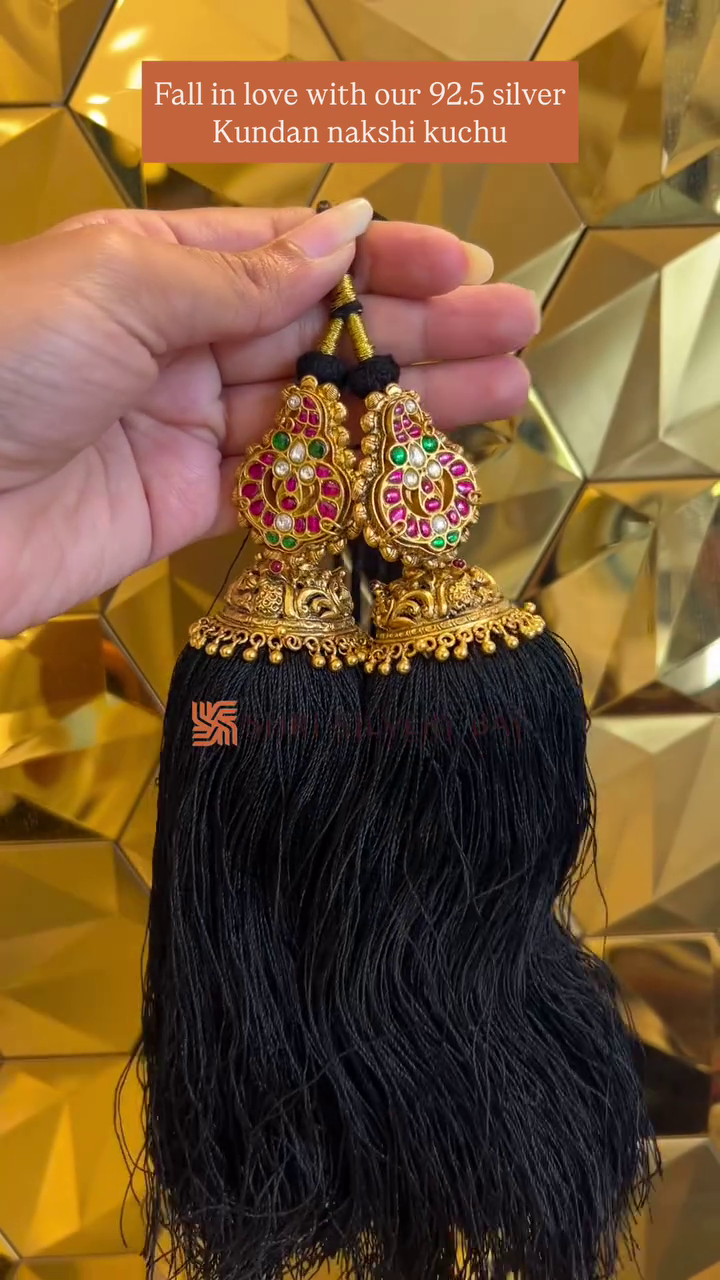 92.5 Silver Nakshi Kundan Jada Kunchu From 'Shri Silver Bay'